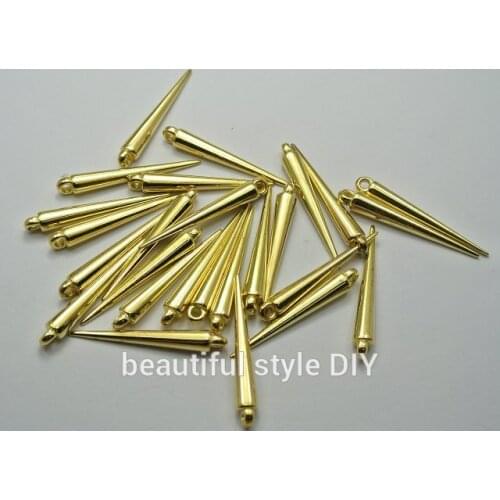 100pcs Jewelry Basketball Spikes Charm Beads gold Acrylic Plastic Spike Rivet Pendant 50mmx5mm crafts