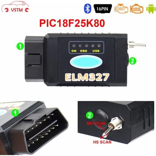 2021 Newest ELM327 USB FTDI PIC18F25K80 FTDI Chip Code Reader for Fo-rd HS CAN/MS CAN Forscan ELM 327 Bluetooth OBDII