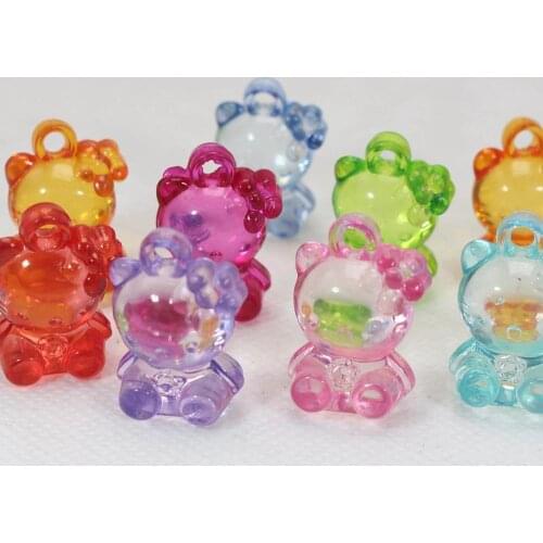 30 Mixed Color Transparent Acrylic Cute CAT Charm Pendants 25X17mm Kids Craft