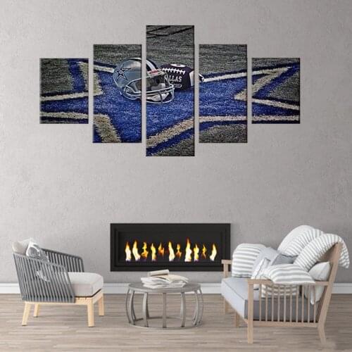 5 PCS Dallas Rugby field Blue Star Posters Canvas Wall Art Pictures Prints Set Living Room Decor Canvas Pictures Wall Decor