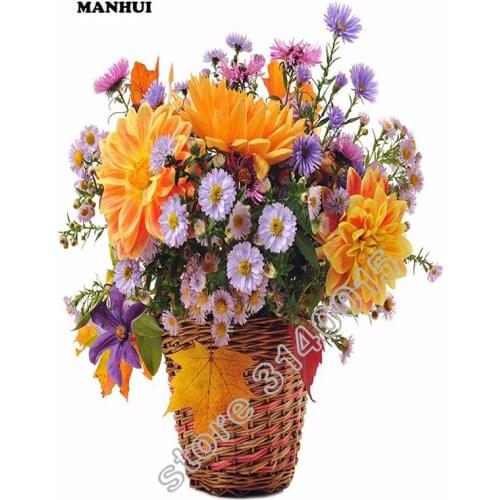 5D Diy Diamond Painting Cross Stitch Floral Needlework Diamond Embroidery Flower baskets Full Square Diamond Decorative BEC015