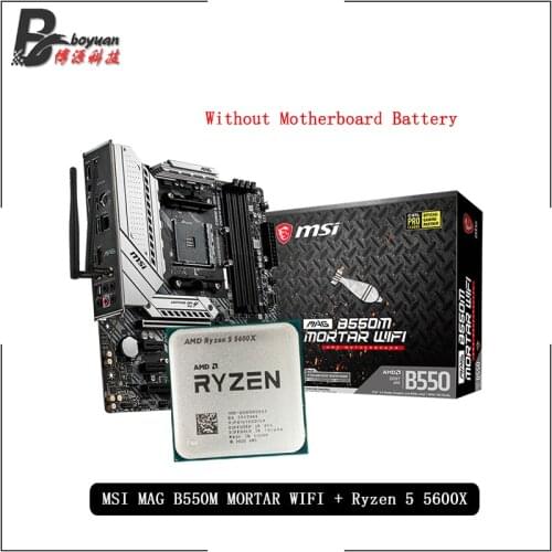 AMD Ryzen 5 5600X R5 5600X CPU + MSI MAG B550M MORTAR WIFI Motherboard Suit Socket AM4 All new but without cooler