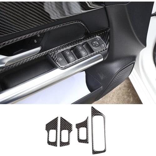 Car Carbon Fiber Interior Window Lift Button Frame Cover Trim Accessories For Mercedes Benz B GLB Class W247 X247 2019-2020