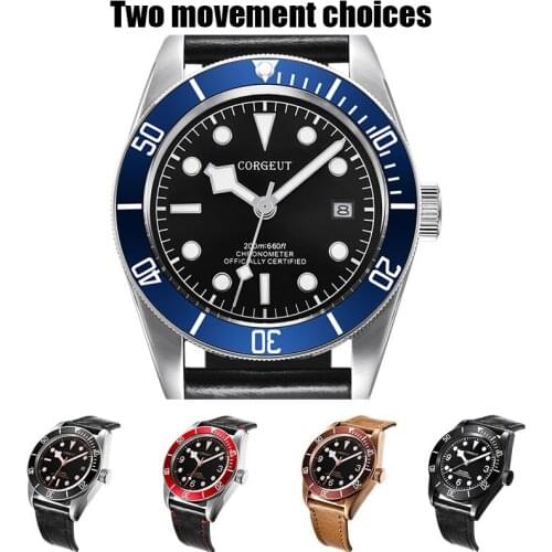 Corgeut Men Watches 41mm Top Brand Luxury Lume Automatic Military Sport Swim Clock Waterproof Business Mechanical Wristwatch