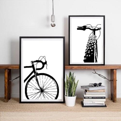 Black Bicycle Art Cycling Canvas Painting Motivational Wall Pictures Bike Prints And Posters Kids Room Home Decor