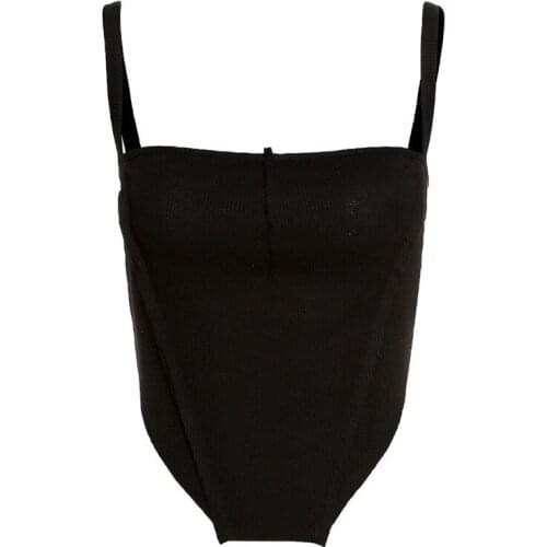 Black Sexy See Through Vest 90s Aesthetic Crop Top For Womens Summer Camisole Fashion Chic Corset Top Knit Tank Top Female Basic