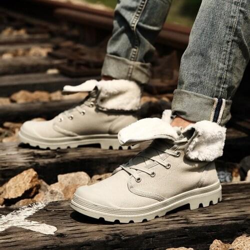 CIMIM Winter Ankle Boots Men Fashion Canvas Shoes Men Boots High Top New Military Boots Rubber Men Shoes Outdoor Casual Boots
