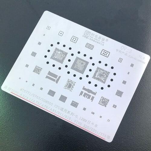 For OPPO A3 A1 A73 A79 A83 R11 R15 VIVO X20i Y75 BGA Stencil MT6771/MT6763/SDM660 CPU Reballing IC Pin Tin Plant Steel Net OV3