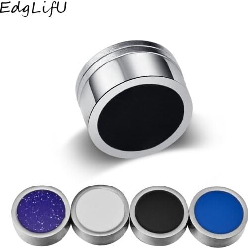 EdgLifU 1 PCS Fashion Round Stainless Steel Magnetic Stud Earrings For Men Women 8 Color Double Side Small Earrings Jewelry