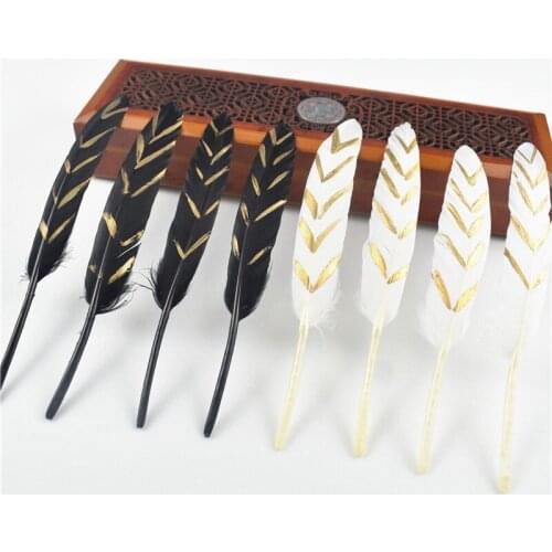 Gold Dipped Duck Feather Goose Feathers for crafts 12-18CM/5-7inch beautiful Natural Feather Plumes for jewelry making DIY Decor