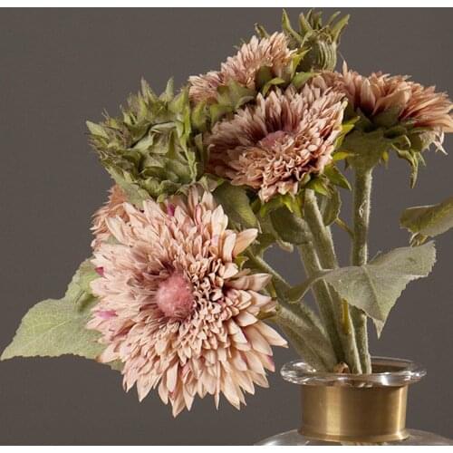 America Rustic Style Fake Flowers Super Beautiful 1 Bouqeut Sunflowers Decorative Artificial Flowers Home Table Decor 5pcs