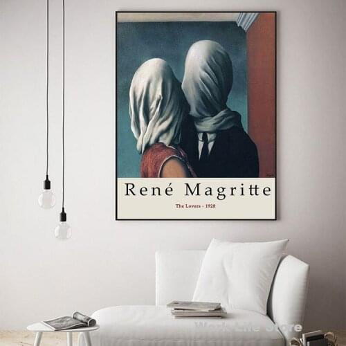 Rene Magritte Wall Art Painting Lovers Canvas Painting Nordic Posters and Prints Wall Pictures for Living Room Home Decoration