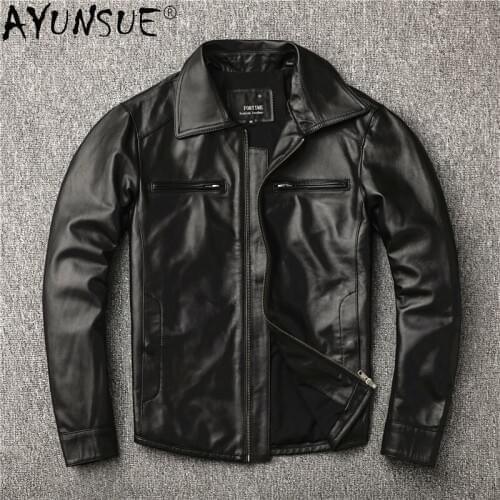 AYUNSUE Men Clothing 2020 Bomber Mens Jackets Sheepskin Genuine Leather Jacket Men Clothes Autumn Coat Male Ropa Hombre LXR429