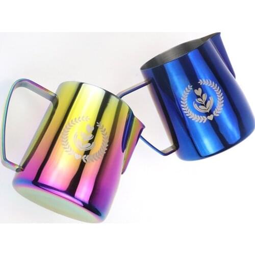 Milk Steaming Frothing Pitcher, Stainless Steel Non-Stick Milk Jug Pull Flower Cup Perfect for Coffee Cappuccino Latte Art 600ml