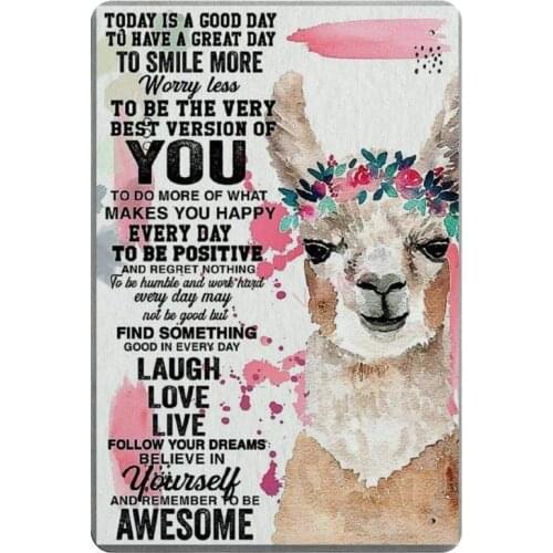 Llama Follow Your Dreams Believe in Yourself Retro Metal Tin Sign Plaque Poster Wall Decor Art Shabby Chic Gift Suitable