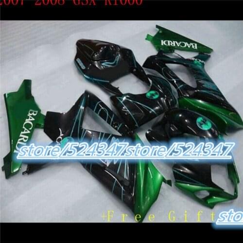 Hot sales GSX - R1000 K7 07, 08 GSX R1000 fairing kit K7 07-08 green black white sport bike cheap motorcycle at 3 o 'clock