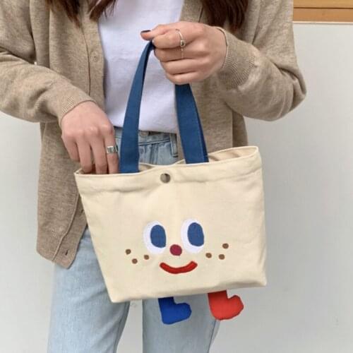 Cute Design Womens Small Shoulder Bag Cartoon Smiley Girls Student Bento Bag Purse Handbags Female Protable Tote Shopping Bags