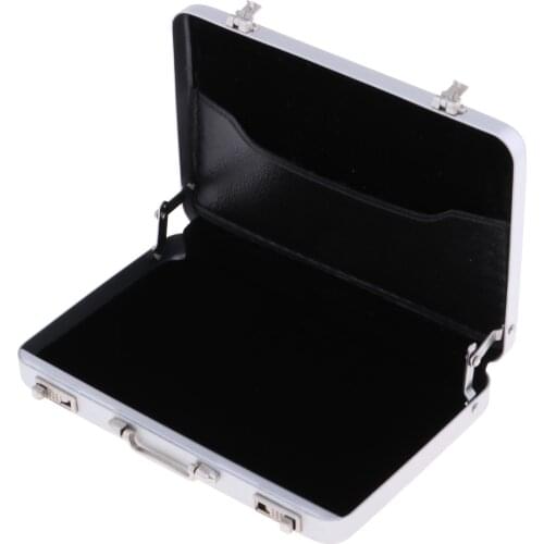 1/12 Dollhouse Miniature Travel Metal Code Suitcase Briefcase Home Decoration Silver