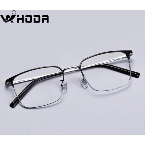 WIHODA Mens Business Pure Titanium Square Myopia Glass Frames, Male Eyeglasses Frame for Prescription Glasses FV538