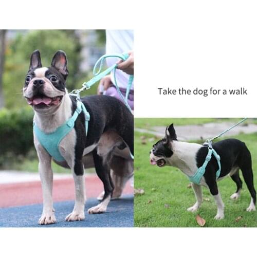 Pet Soft Chest Vest Harness and Leash Set for Small Medium Dogs Reflective Tow Rope Adjustable Suede Breathables Accessories