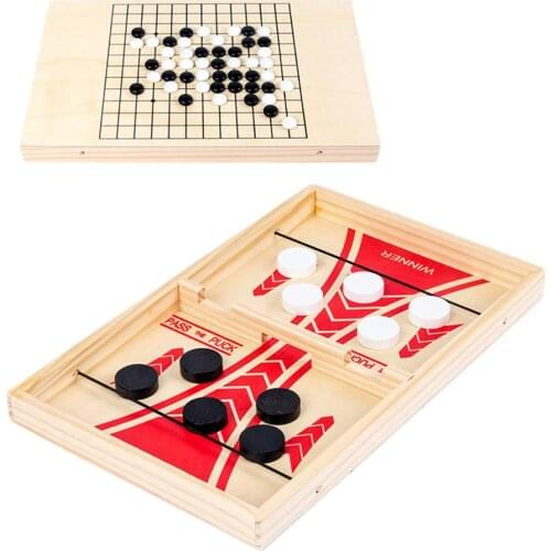 Wooden Board Game Set Fast Sling Puck Game and Gobang Game Dice Club Party Entertainment Games for Adults Kids Family Friends