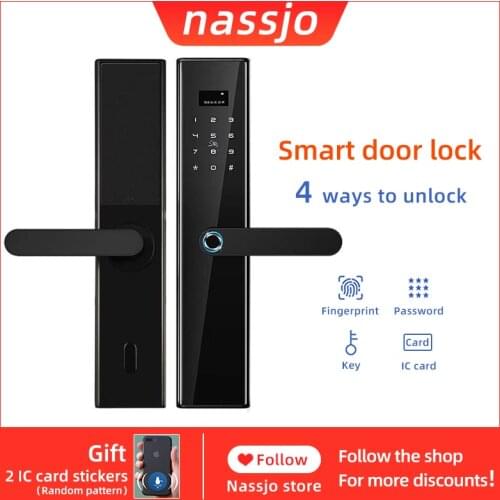 Nassjo Smart Door Lock Electronic Fingerprint Lock Safe Biometric Door Lock Digital Password/IC card cerradura inteligent