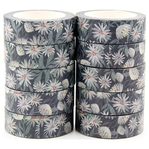 New 10pcs/set 15MM*10M Follwers Designs Washi Tape Wide Sticky Adhesive Tape Scrapbooking Album DIY Decorative Paper Tape