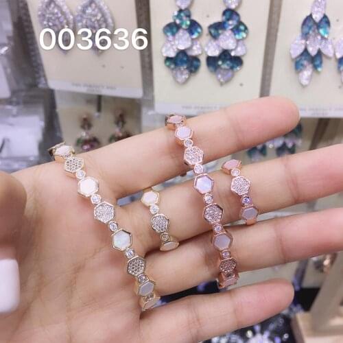 TIRIM 2020 NEW Trendy Original Dsign Bangle Ring for Women Abalone Shell Zirconia Wedding Engage Bracelet Set Dubai Jewelry