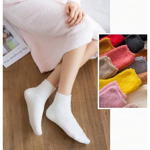 Autumn winter stockings Coral Fleece Socks With Thicker And Warmer Floor Socks For Women In Solid Colors meia de compressão F4