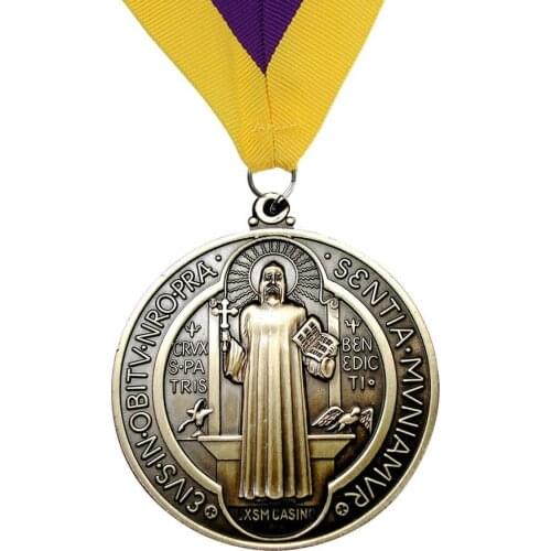 Low price custom gold-plated event promotion award with ribbon medal