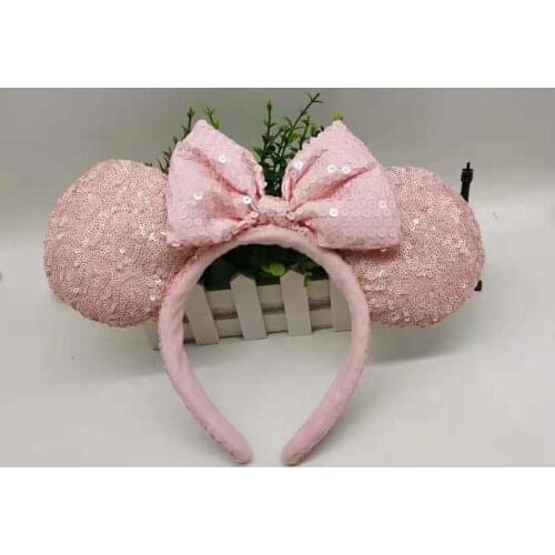 Millenial Pink Sequined Ears Mickey Minnie Mouse Ears Headband New