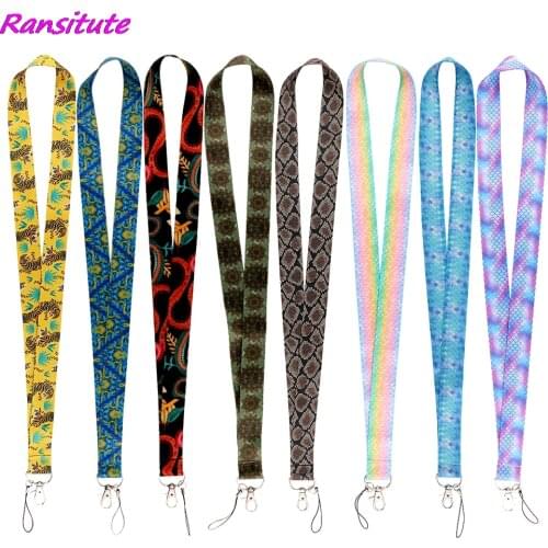 Ransitute R2143 Tiger Python Pattern Mermaid Scale Painting Art Key Chain Lanyard Neck Strap For Phone Keys ID Card Lanyards