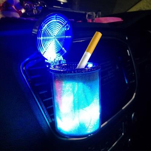 Colorful LED Light Car Ashtray Storage Cup Smokeless Cigarette Retardant Holder Air Vent Clip Trash Can Auto Glowing Ashtray
