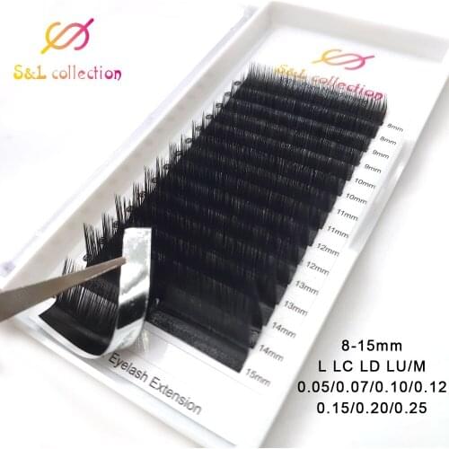 New Style CLASSIC lash L Curl 12Rows/Case 8-14mm Mix In One Tray Volume Lash Mink Natural Mink Individual Lash Extension