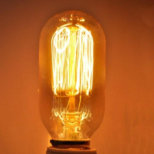 Retro Edison Light Bulb E27 AC220-240v 40W Cafes Lighting Decoration T45 Straight Wire DIY Filament Vintage Edison Lamp