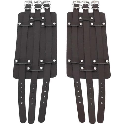 Leather Wrist Belt Wide Cuff Bracelet Adjustable Retro Punk Artificial Leather Wrist Belt Brown Leather Cuff Wrap