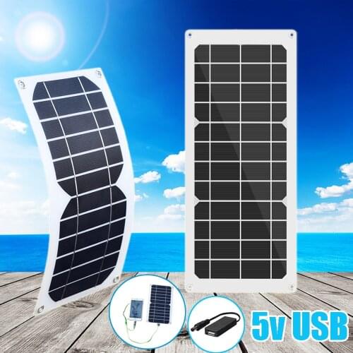 5V DC USB Solar Panel Flexible 10Watts Powerbank Cellphone Battery Charger Regulator Waterproof for Outdoor Camping Hiking Home