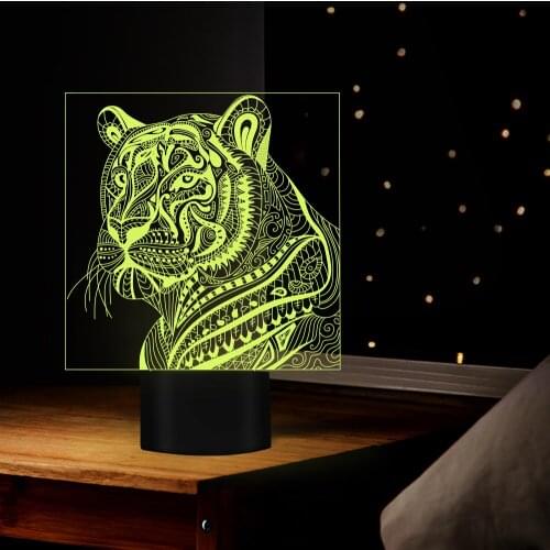 Tiger Modeling led 3D illusion Nightlight 7 Color Changing usb Table Lamp Sleeping Lighting Children Holiday Gift Toy