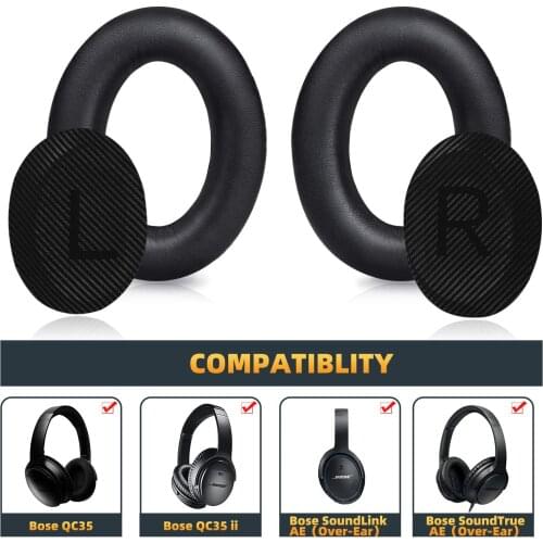 Upgraded Replacement Ear Pads for Bose QC35 & QC35ii (QuietComfort 35) Headphones & More - Softer Leather, Luxurious Memory Foam