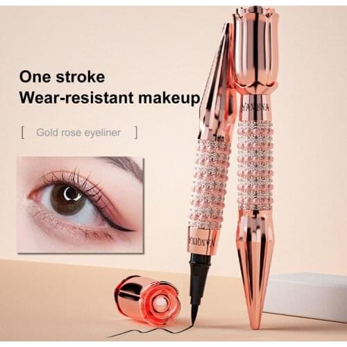 YANQINA Waterproof Sparkling Pencil Eyeliner Sweatproof Slim Refill Queen Scepter Rose Liquid Eye Liner Pen Cosmetic Makeup Tool