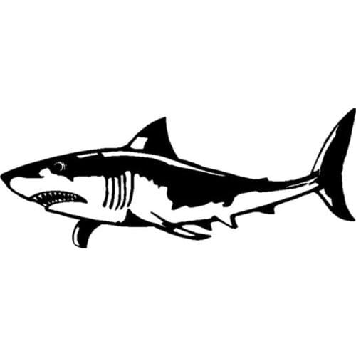 14.1*5.6CM Great White Shark Car Styling Funny Stickers Fashion Classic Motorcycle Decals Black/Silver C6-1123