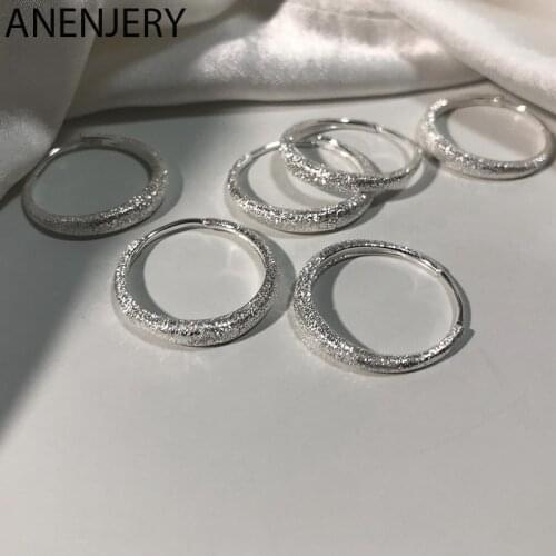 ANENJERY 925 Sterling Silver Sparkling Round Hoop Earrings For Women Simple Geometric Creative Earrings Party Jewelry