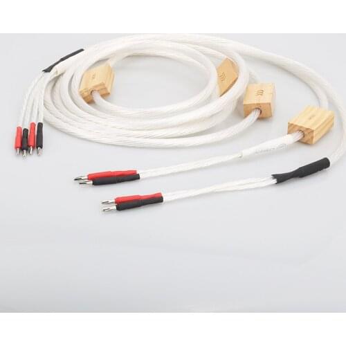 1 Pair Hifi Audio silver Plated speaker Interconnect cable with Banana connector plug Hifi Speaker Cable