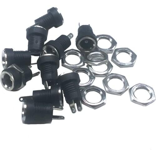 10 PCS/LOT DC022B 3A 12v DC Power Supply Jack Socket Female Panel Mount Connector 5.5X 2.1mm Plug Adapter 2 Pins 5.5*2.1 DC-022B