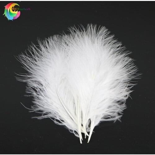100pcs Fluffy White Marabou Turkey Feathers Dyed Wedding Dress Party Decoration DIY Jewelry Headdress Plume 10-15cm/4-6 inches