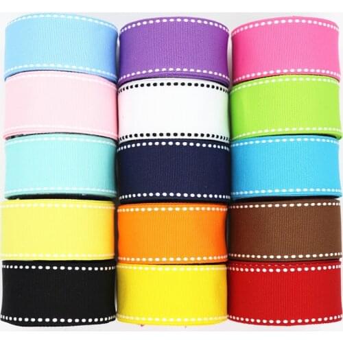 50 Yards Stitch Ribbons 9MM/25MM/38MM White Edge Dotted Line Ribbon For Hair Bows DIY Crafts Handmade Accessories Y19041801