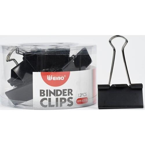 6351BMetal Binder Clips Black Clips 12Pcs Home Office Books File Paper Clip Food Clips Strong clamping force Easy classification
