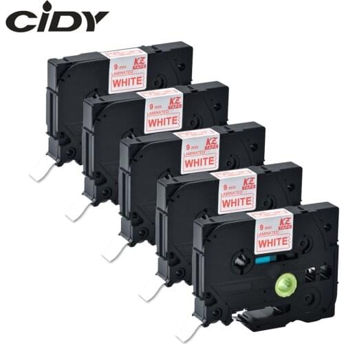 CIDY 5pcs Red on White Laminated TZe-222 TZ-222 Laminated Labeling Tape for P-Touch label brother printer tz222 tze222 tze 222
