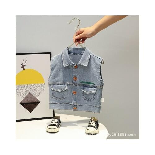 Childrens Cowboy Vest 2020 New Boys Korean Spring and Autumn Jacket Waistcoat Baby Vest Jacket Denim Waistcoat for Boys 2-6Y