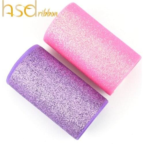 HSDRibbon 75MM 3 inch Light Purple and Pink Glitter Printed Grosgrain Ribbon